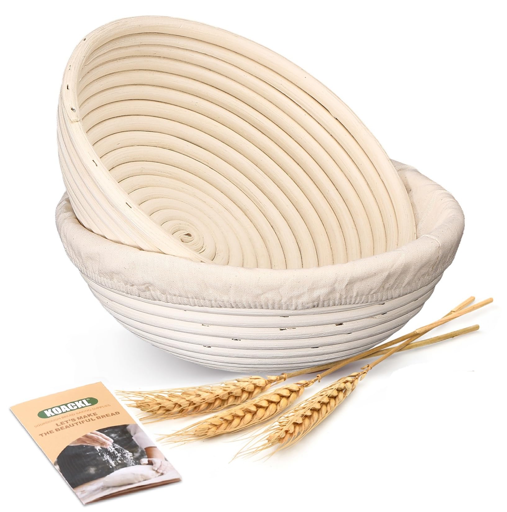 Koackl Banneton round basket made from natural material for safe dough proofing.