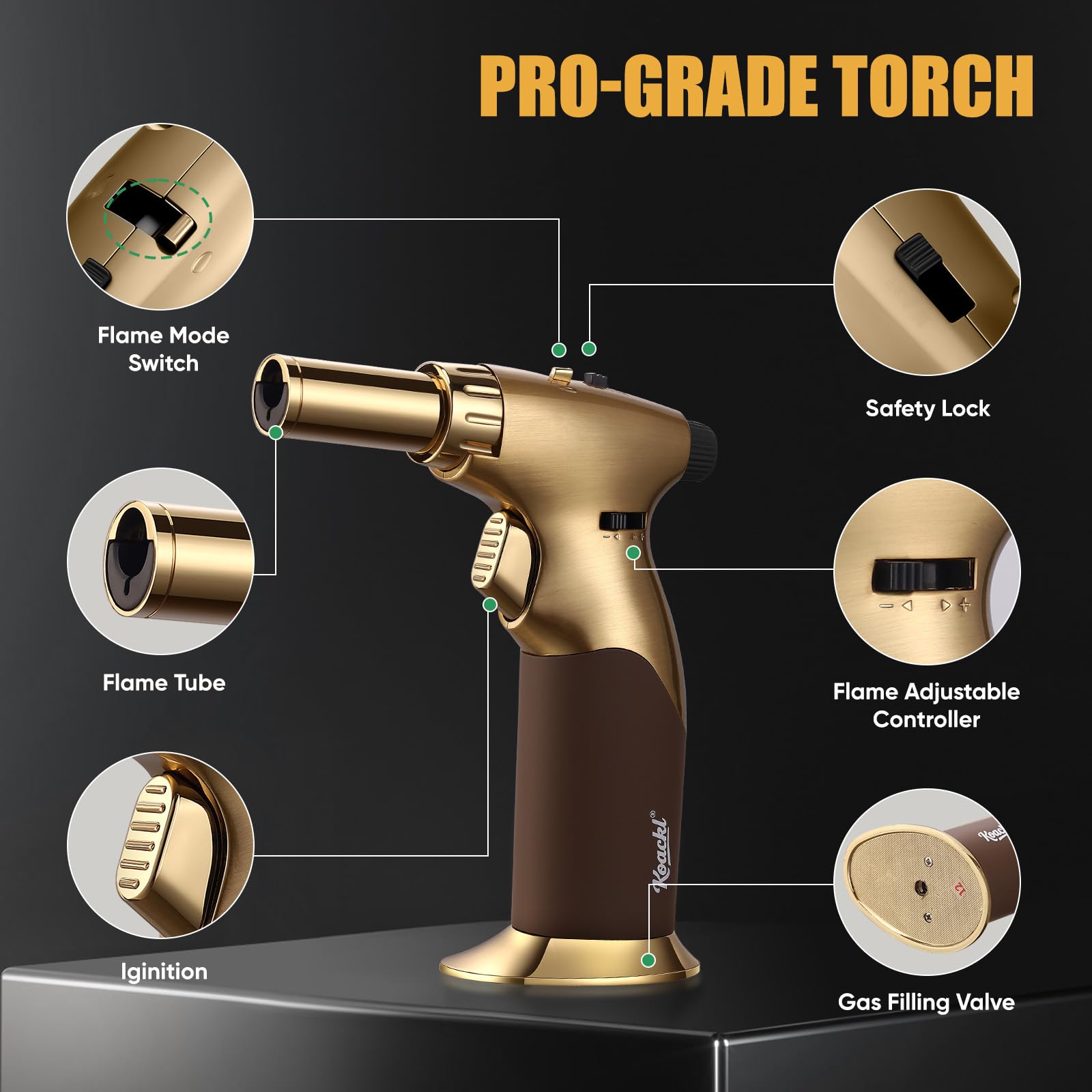 Koackl dual-flame torch fits all standard butane tanks for flexible fuel options.