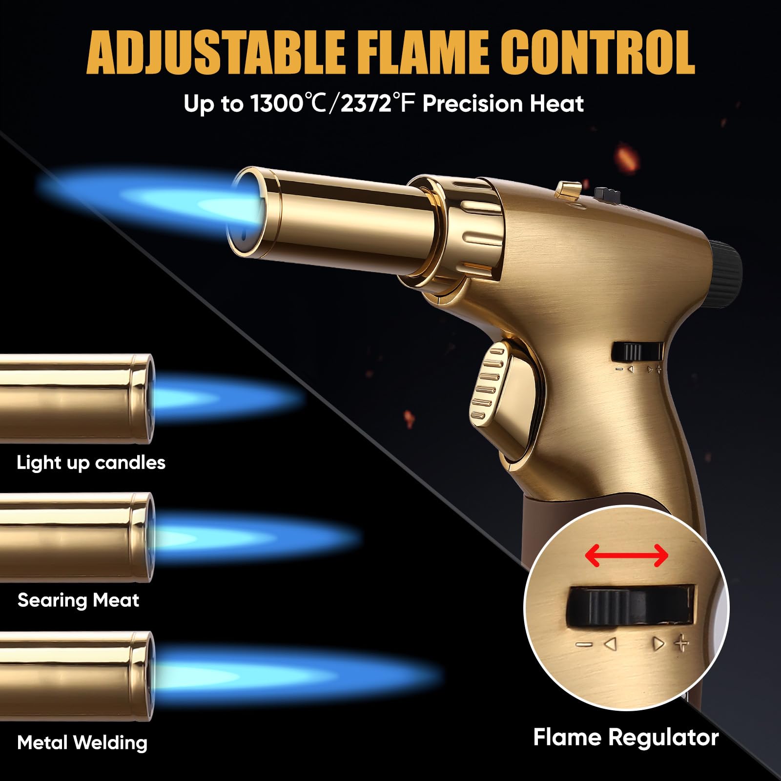 Koackl dual-flame torch featuring zinc alloy body for durable daily use.