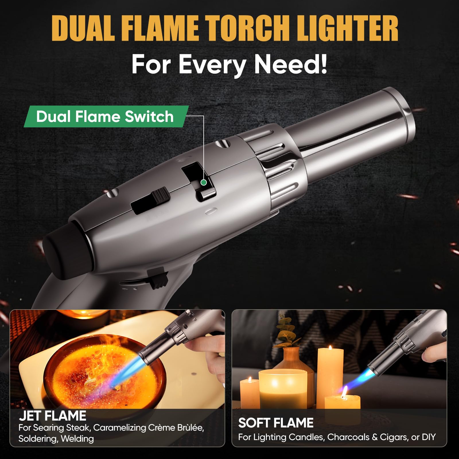 KOACKL dual flame torch piezo ignition for one-handed startup