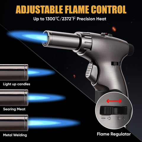 KOACKL dual flame torch refill design compatible with standard butane tanks