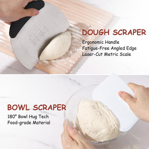 Koackl metal scraper sturdy tool for precise dough shaping.