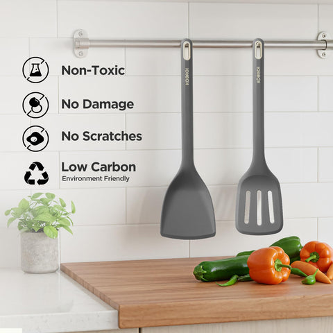 KOBACH silicone slotted spatula drains oil for lighter meals