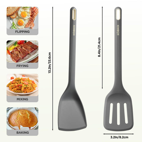 KOBACH silicone turner spatula for smooth, nonstick pan lifting