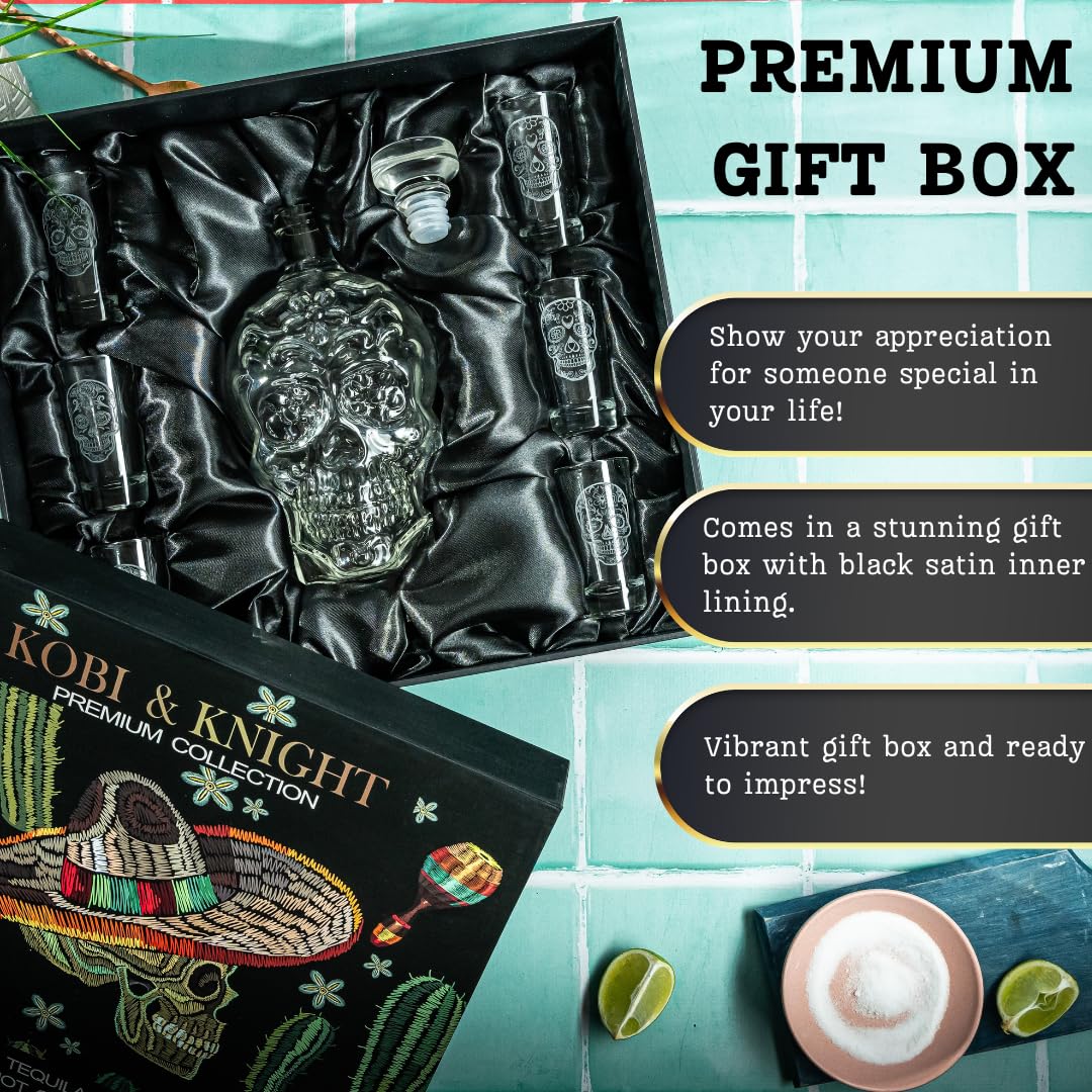 Gift box packaging makes this tequila set ready to gift.