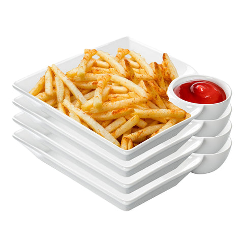 KOBIKOBI chip and dip plate eight inch with sauce compartment for neat serving
