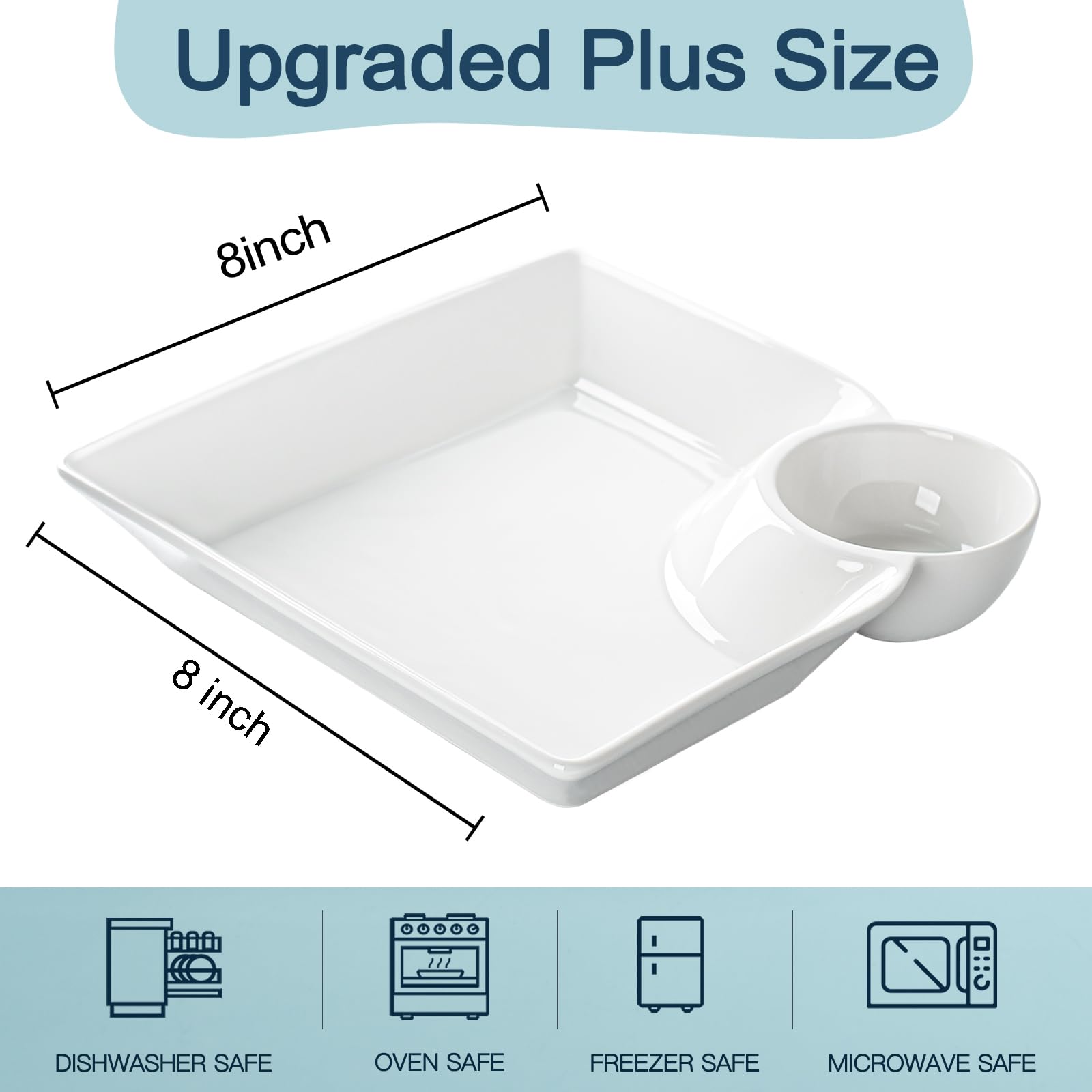 KOBIKOBI divided snack plates with sauce section ideal for dips and appetizers