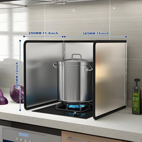 KOBSAINF stainless steel oil splash insulation protects stovetop during cooking