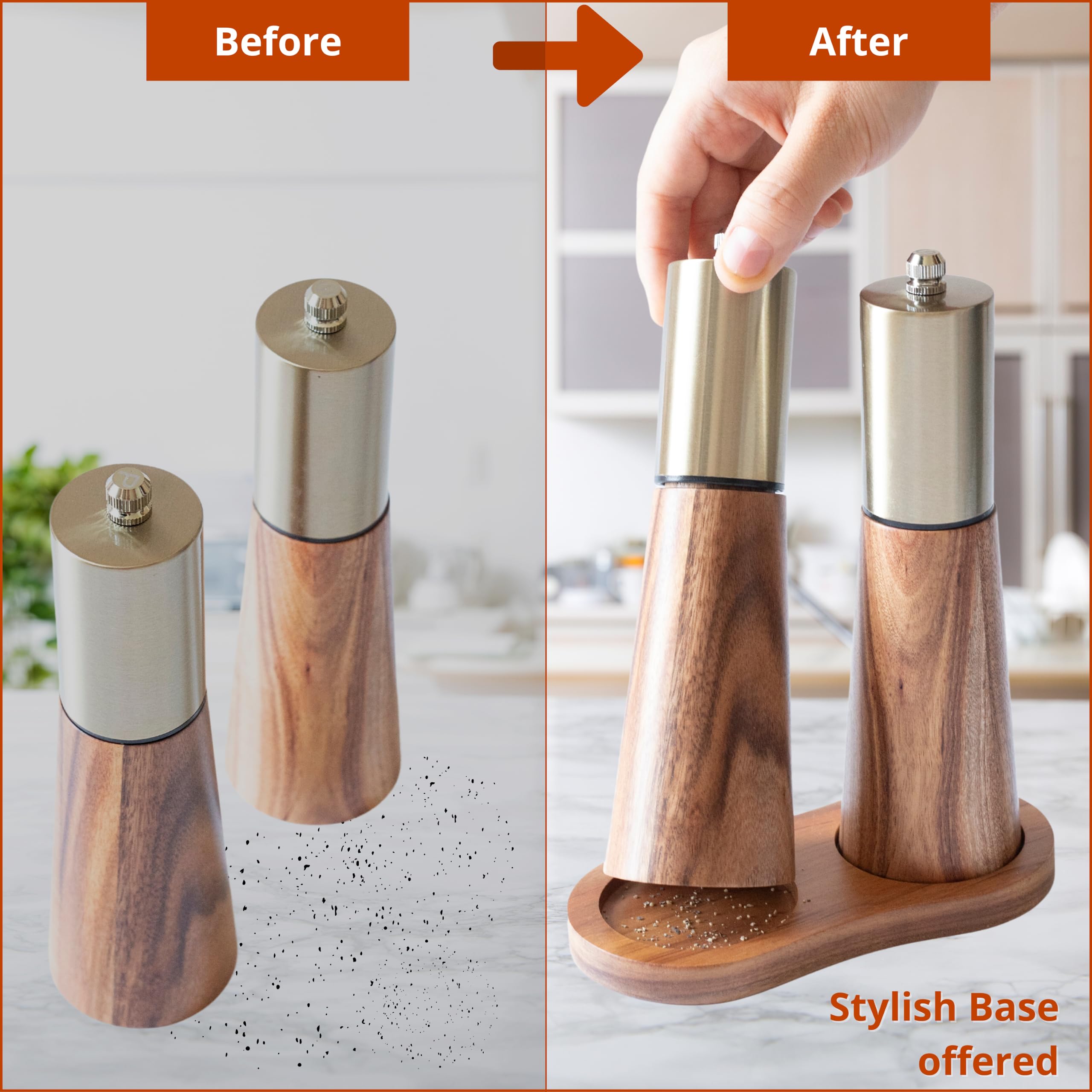 KOCHIRAKOSO salt shaker and pepper mill duo for home use