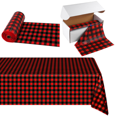 Kochorie buffalo plaid tablecloth roll for festive dining and easy setup.