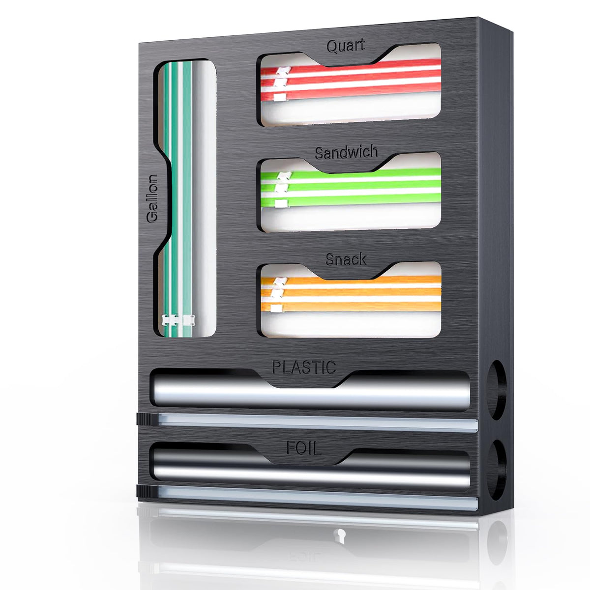 KOCWELL bag organizer with four compartments keeps bags neatly sorted and easy to access.