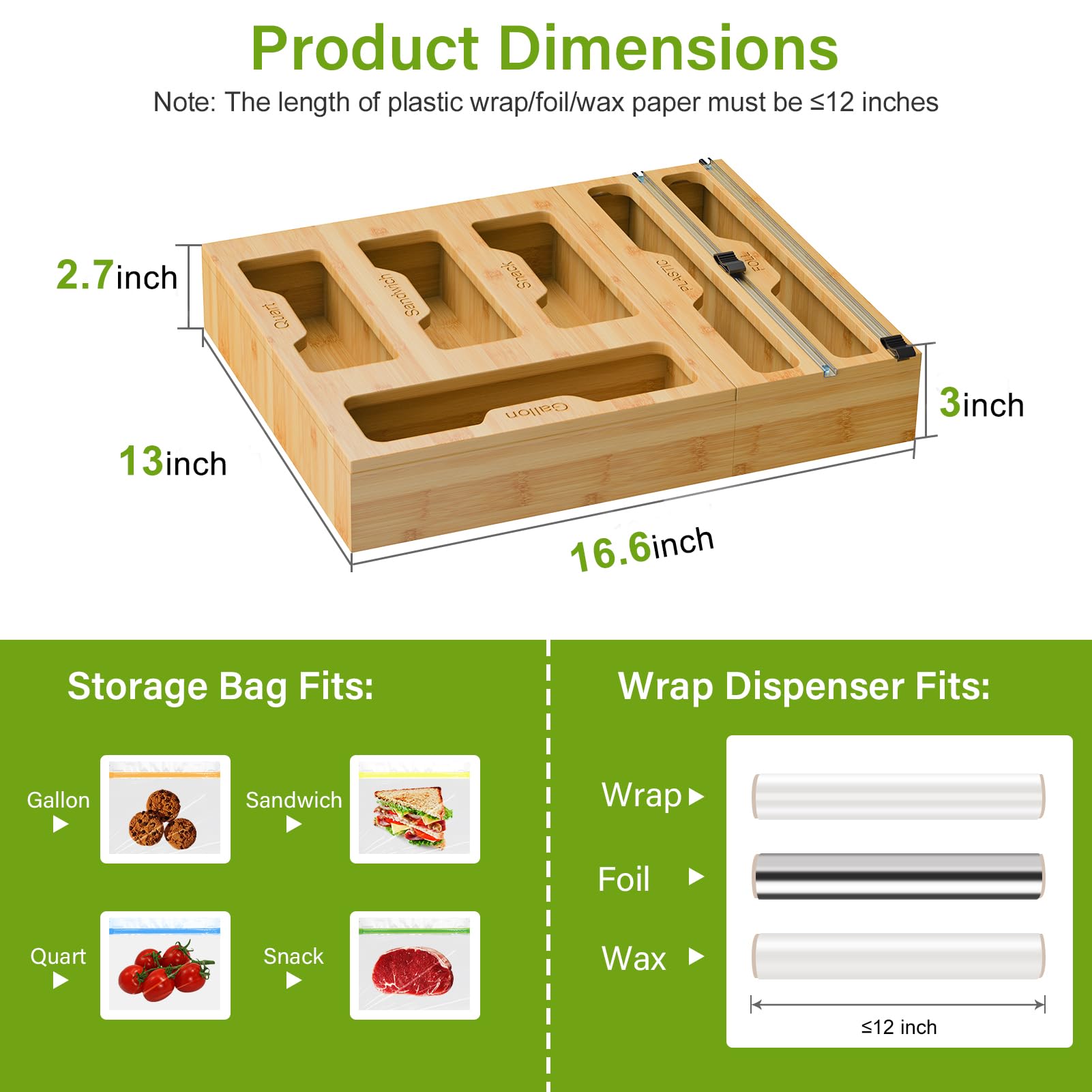 KOCWELL foil and plastic wrap dispensers with cutter for quick, clean cuts