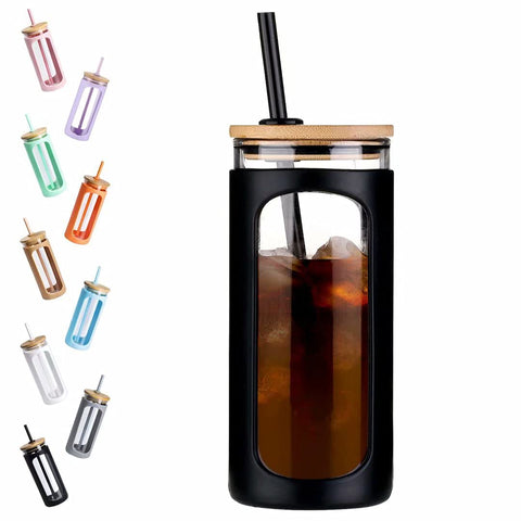 Kodrine 20oz glass tumbler with straw and lid keeps drinks fresh on the go