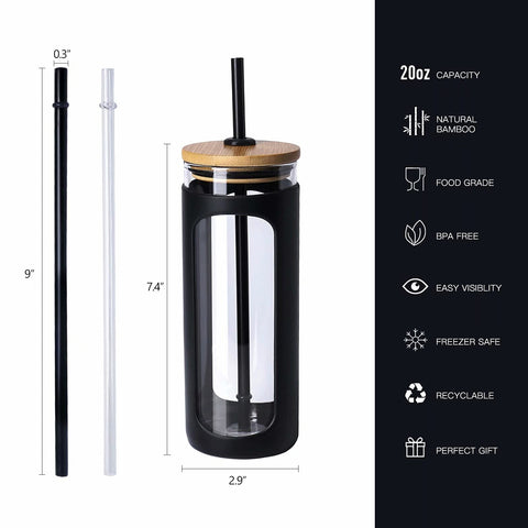 Kodrine glass tumbler with bamboo lid for premium style and leak resistance