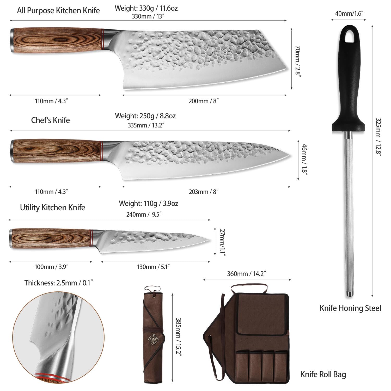 KOFERY high-carbon stainless steel blades ensure durable performance.