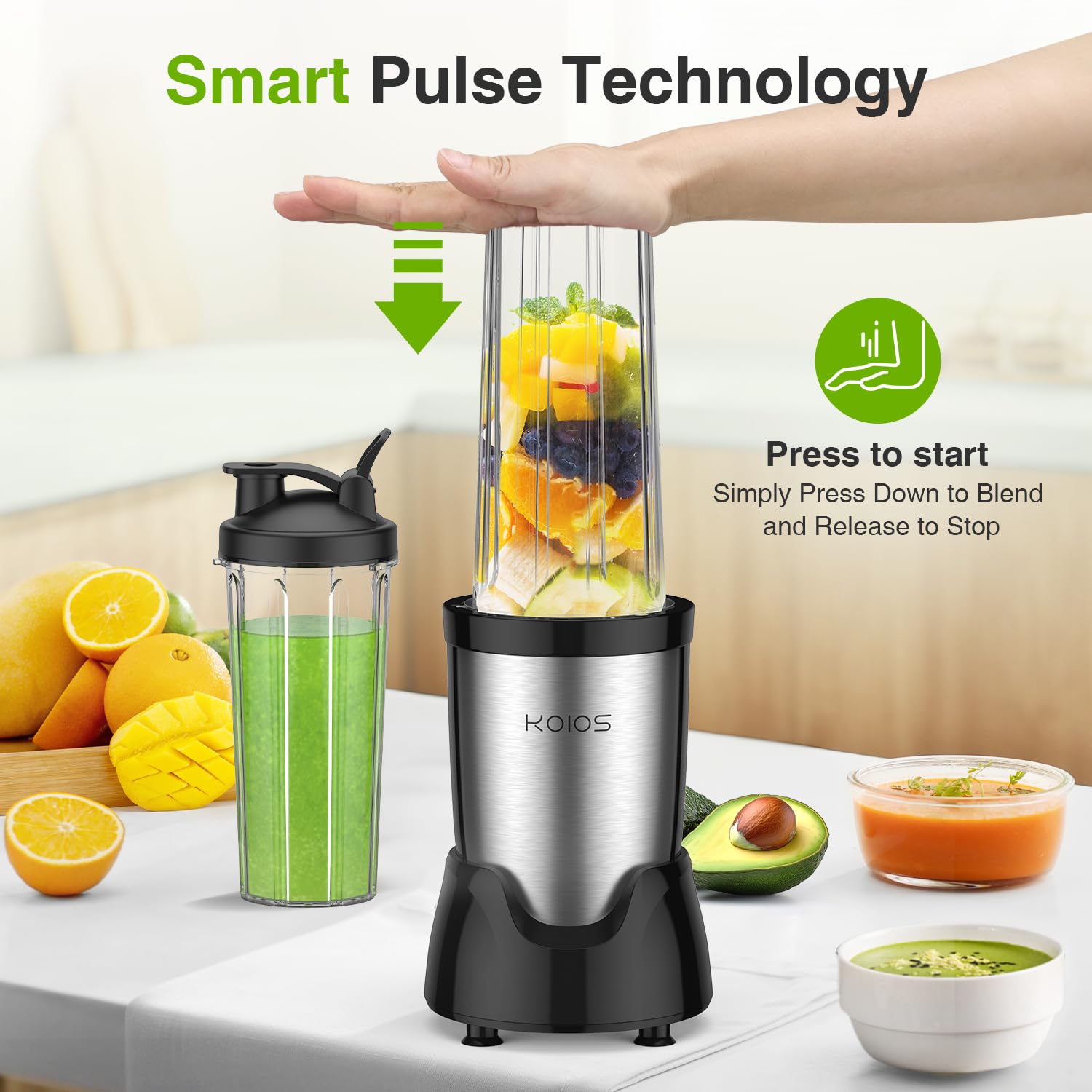 KOIOS BL319B 22oz cups for convenient on the go smoothies