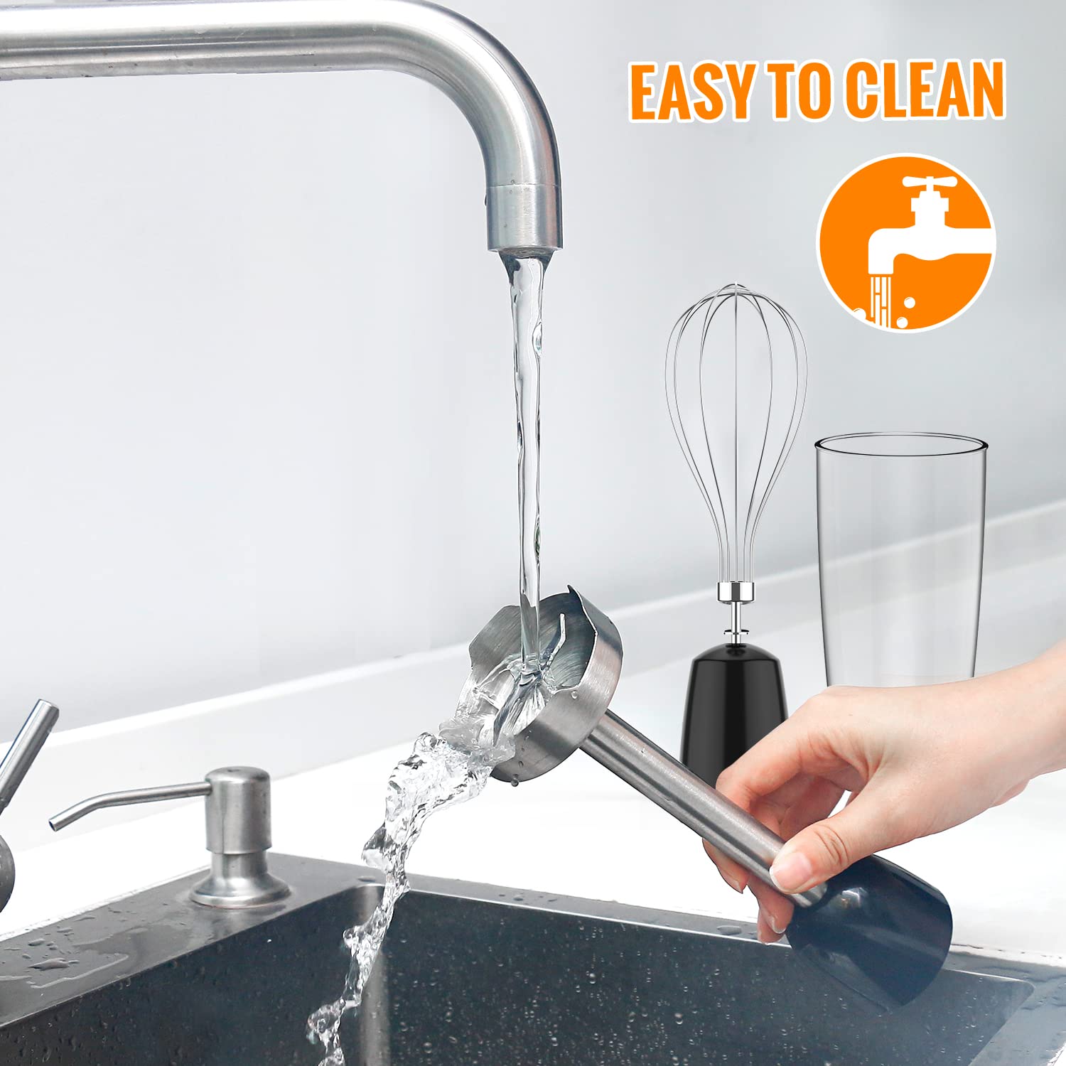 KOIOS detachable stick blender with one-click attachments