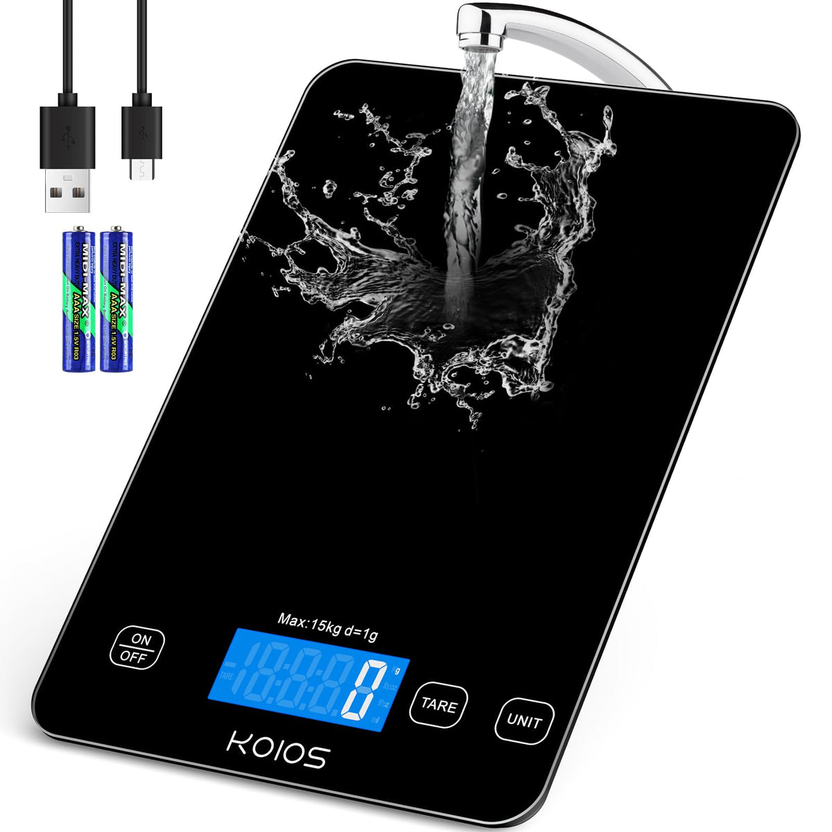 KOIOS food scale front view for precise cooking measurements.