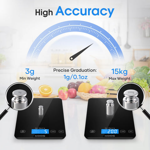 KOIOS sensor closeup highlights accurate weighing and stability during prep.