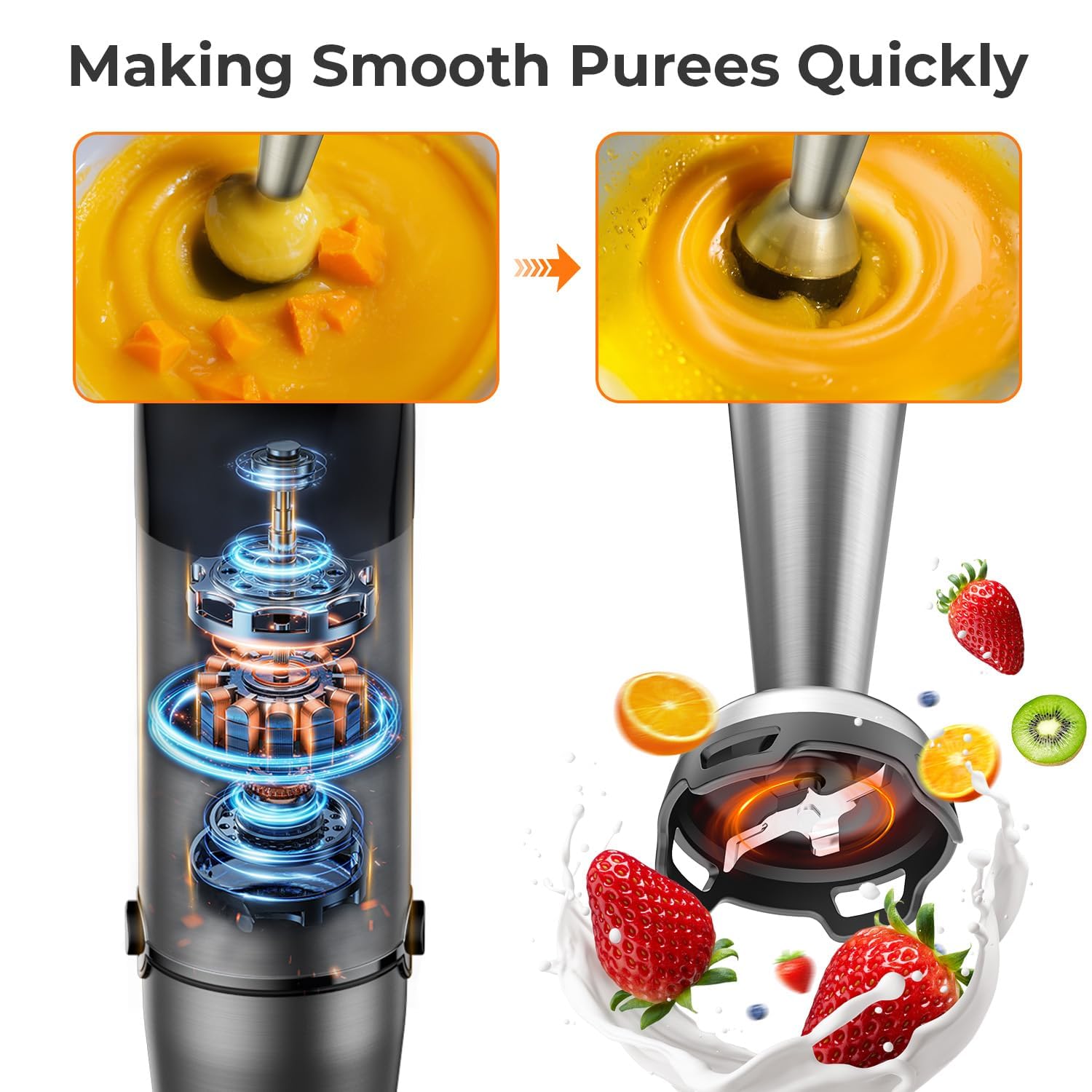 KOIOS milk frother attachment creates smooth foams for coffees and desserts