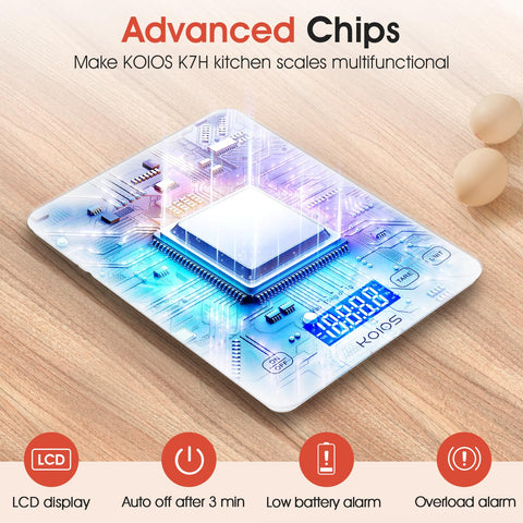 KOIOS kitchen scale anti-slip base keeps weighing stable during use