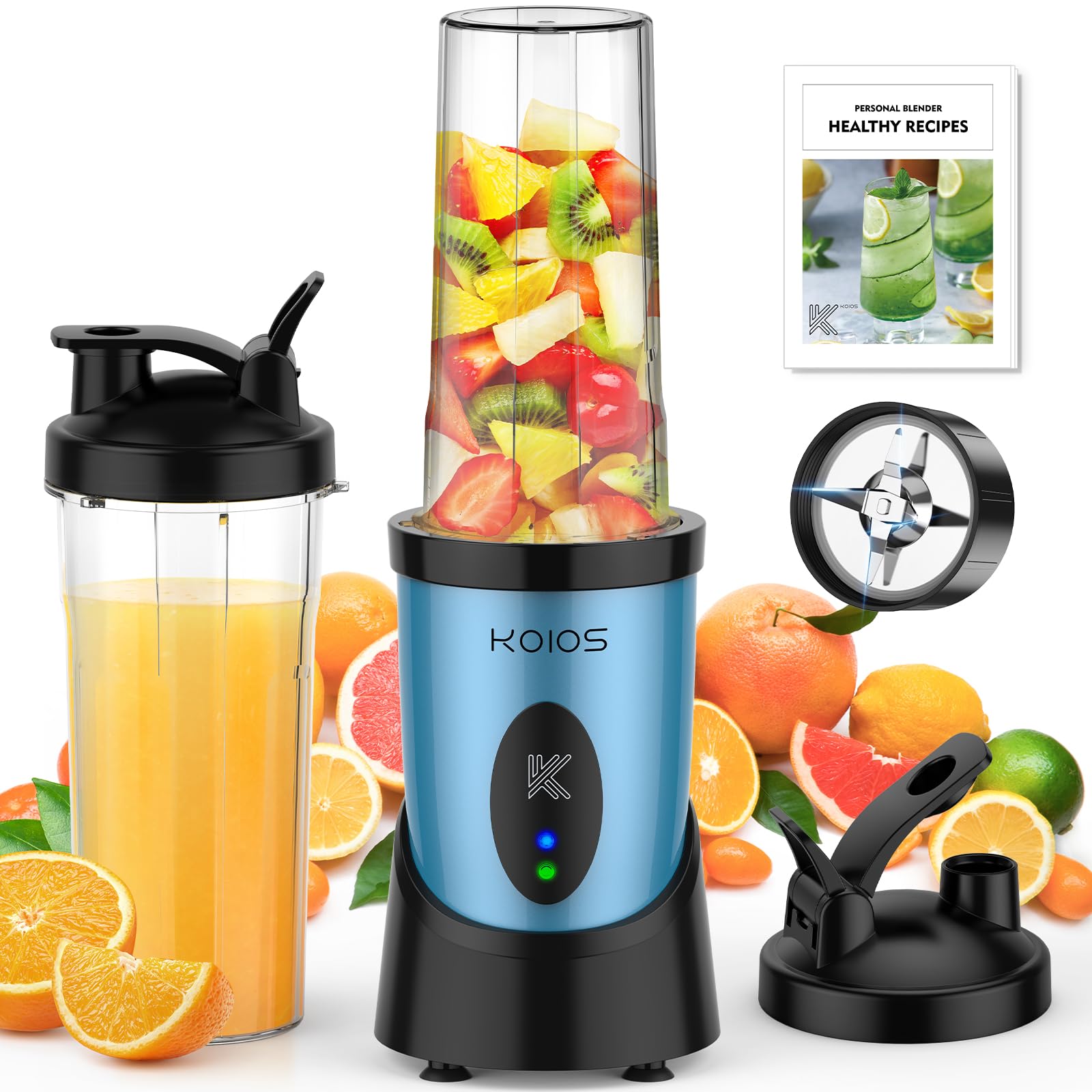 KOIOS Smoothie Blender 900W motor powering a fast blend