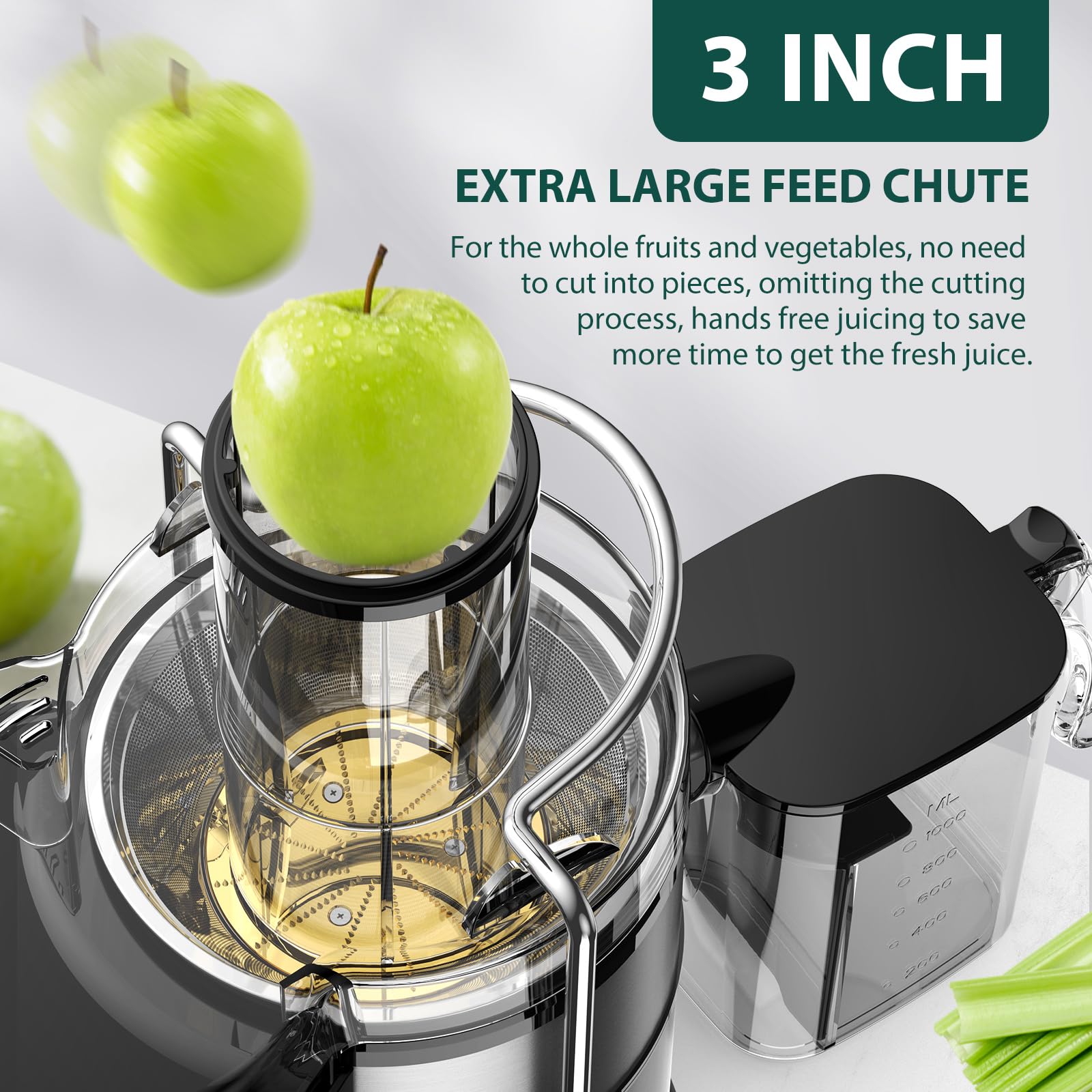 KOIOS titanium-plated filter delivers smooth juice with minimal foam.