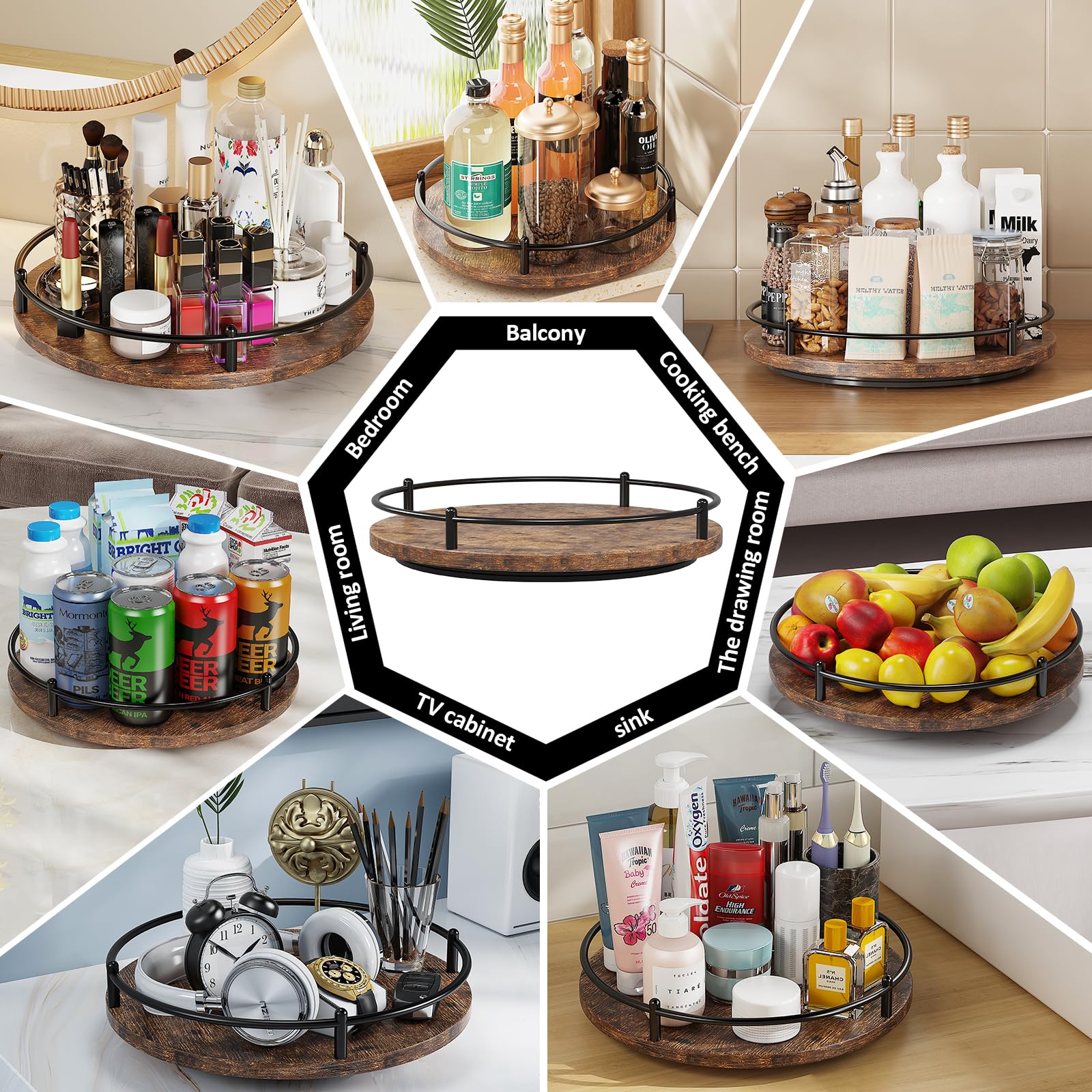 KOKSTOP dining table storage turntable keeps condiments within easy reach.