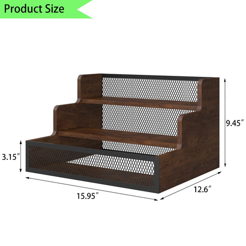KOKSTOP wooden and metal shelf side view showing layered bottle storage.