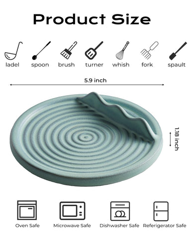 KOKUNKA ceramic spoon rest with a wide base prevents tipping and messy drips