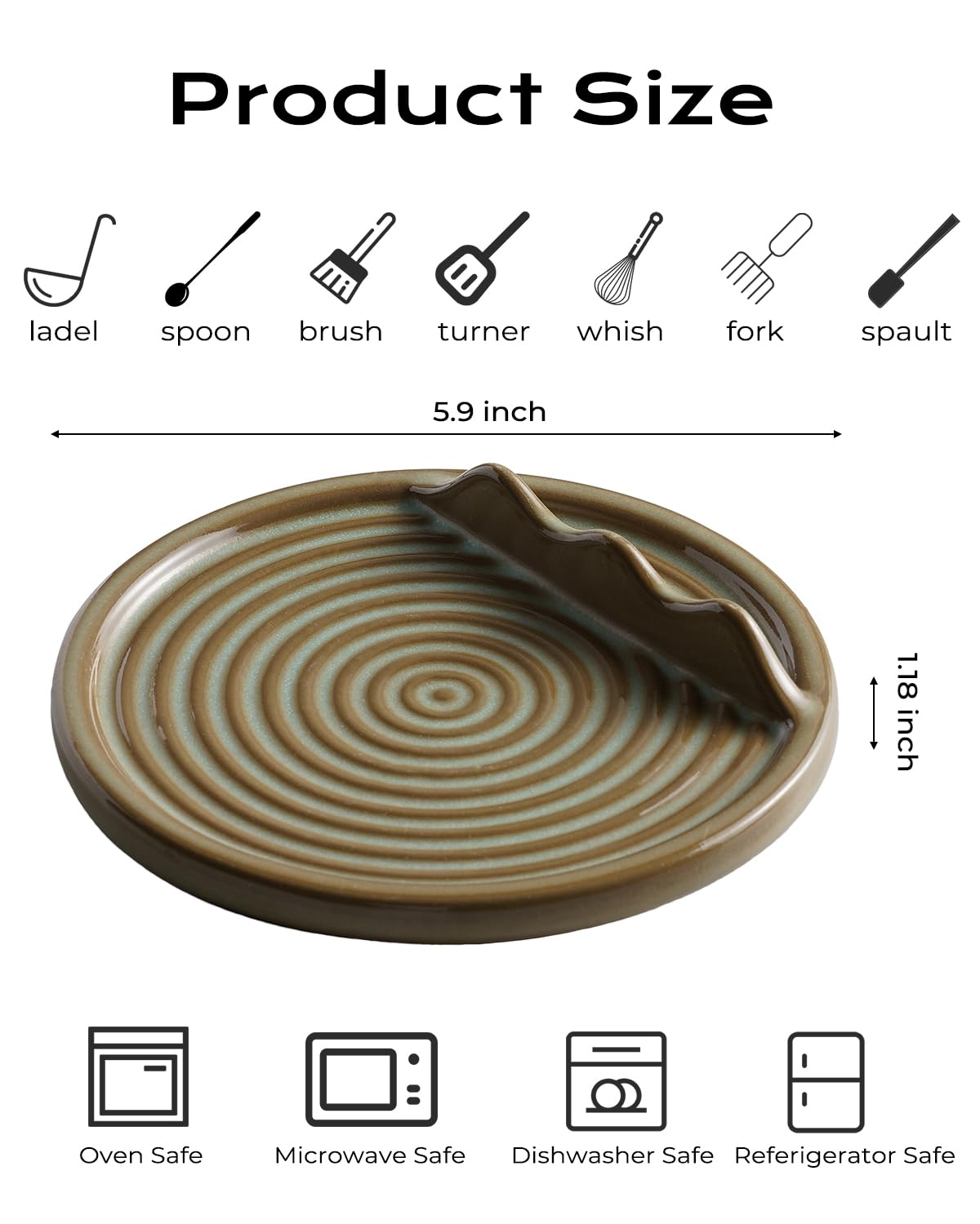 KOKUNKA ceramic spoon holder heavy and stable on the counter