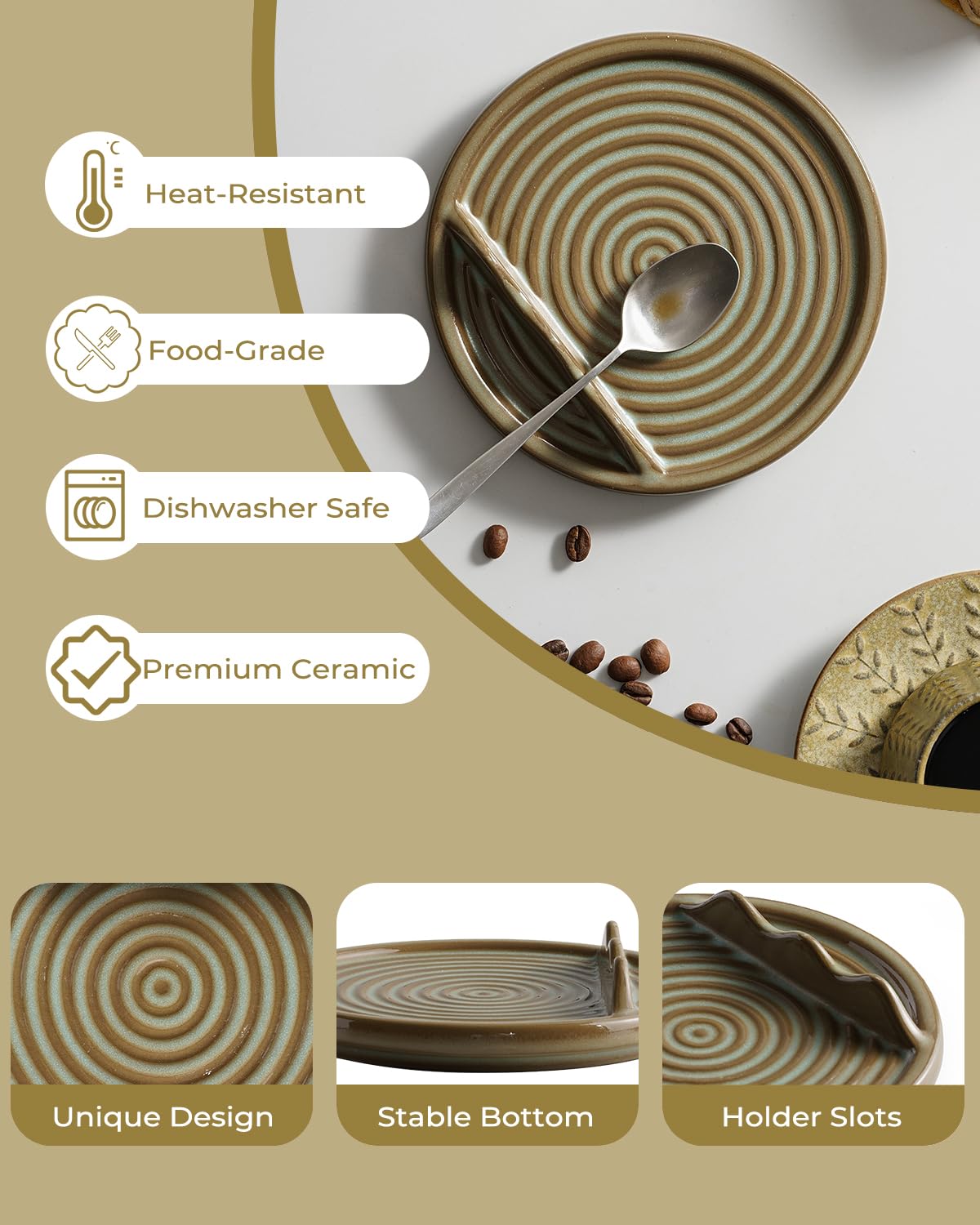 KOKUNKA spoon rest with glazed surface cleans quickly after use