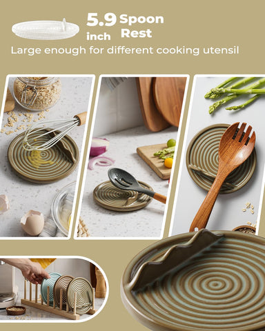 KOKUNKA ceramic spoon holder resists heat up to 482F