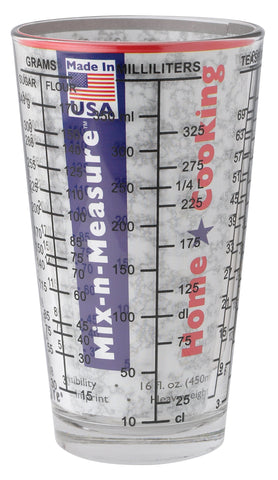 Kolder heavy glass measuring cup provides clear visibility for precise additions.