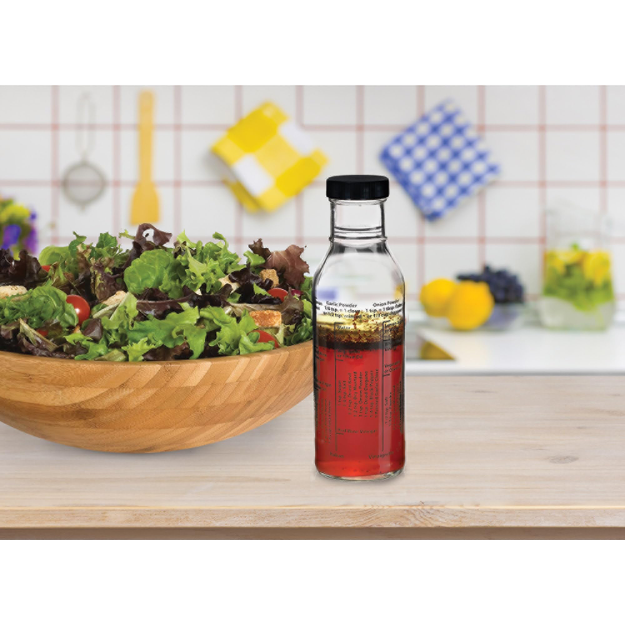Kolder Salad Dressing Mixer Bottle features leak-proof cap for spill-free storage.