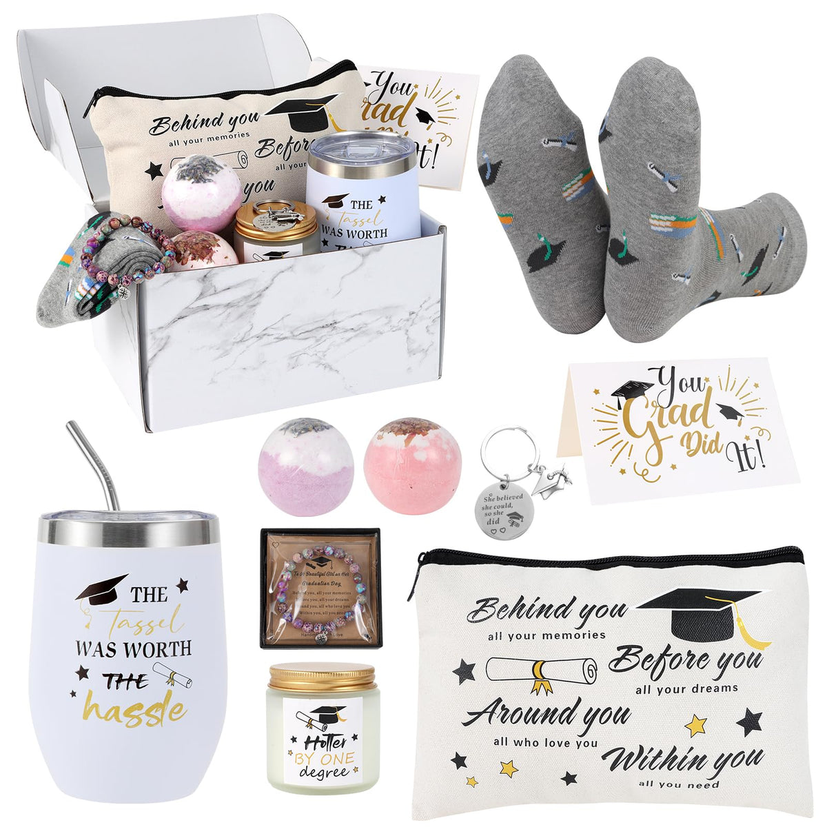Kolewo4ever graduation gift box setup showcasing a complete celebration bundle
