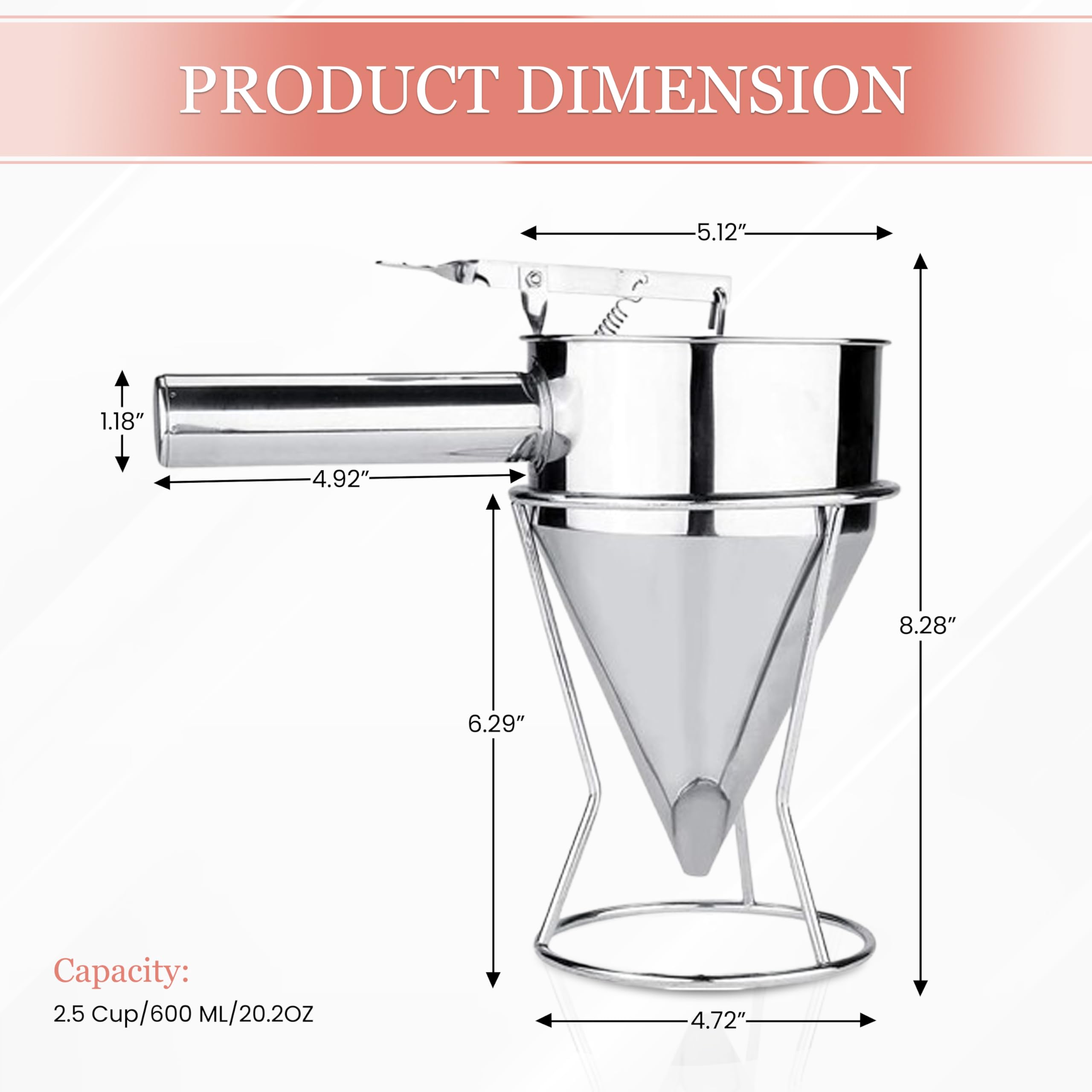 Kolibrox confectionery funnel in stainless steel for durable, food-safe performance