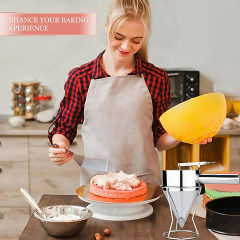 Kolibrox funnel for sauces and chocolate pours with smooth consistency