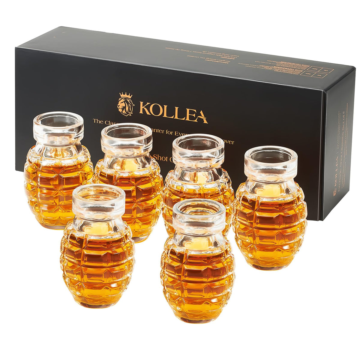 Kollea grenade shot glasses with textured surface for dramatic bar presentation