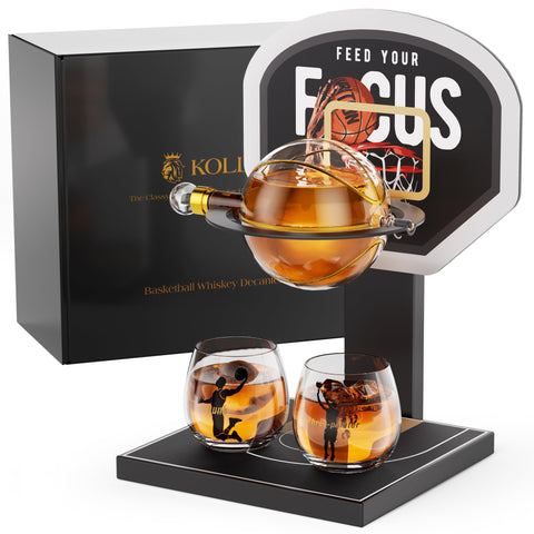 Kollea basketball decanter on stand for bold home bar presentation