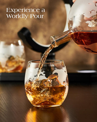 Kollea decanter set with bourbon tequila or rum options for home bars