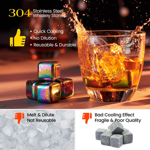 Kollea colorful stainless steel cubes cool drinks quickly without diluting flavor