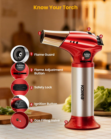 Kollea Creme Brulee Torch ergonomic grip designed for comfortable, stable handling