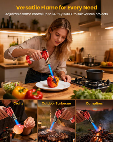 Kollea Creme Brulee Torch refillable with any small butane can for easy topping up