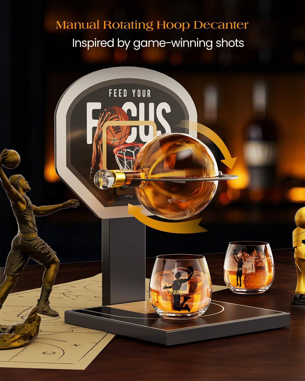 Kollea 900ml decanter showcases whiskey color beautifully under light