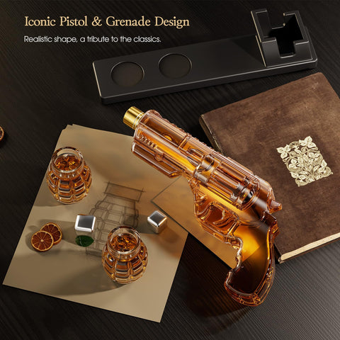 Kollea decanter on black wooden stand for refined display