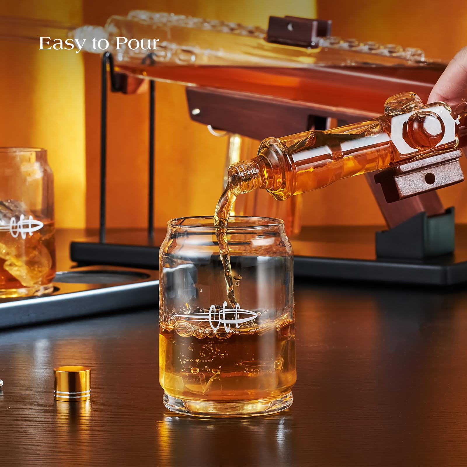 Kollea four-bullet-glasses arranged with display stand for smart serving.