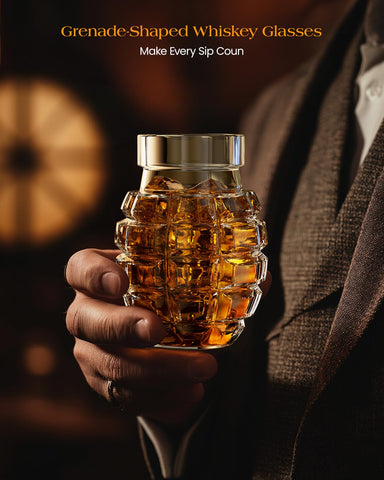 Kollea grenade glass features smooth edges for safe handling and comfortable pours.