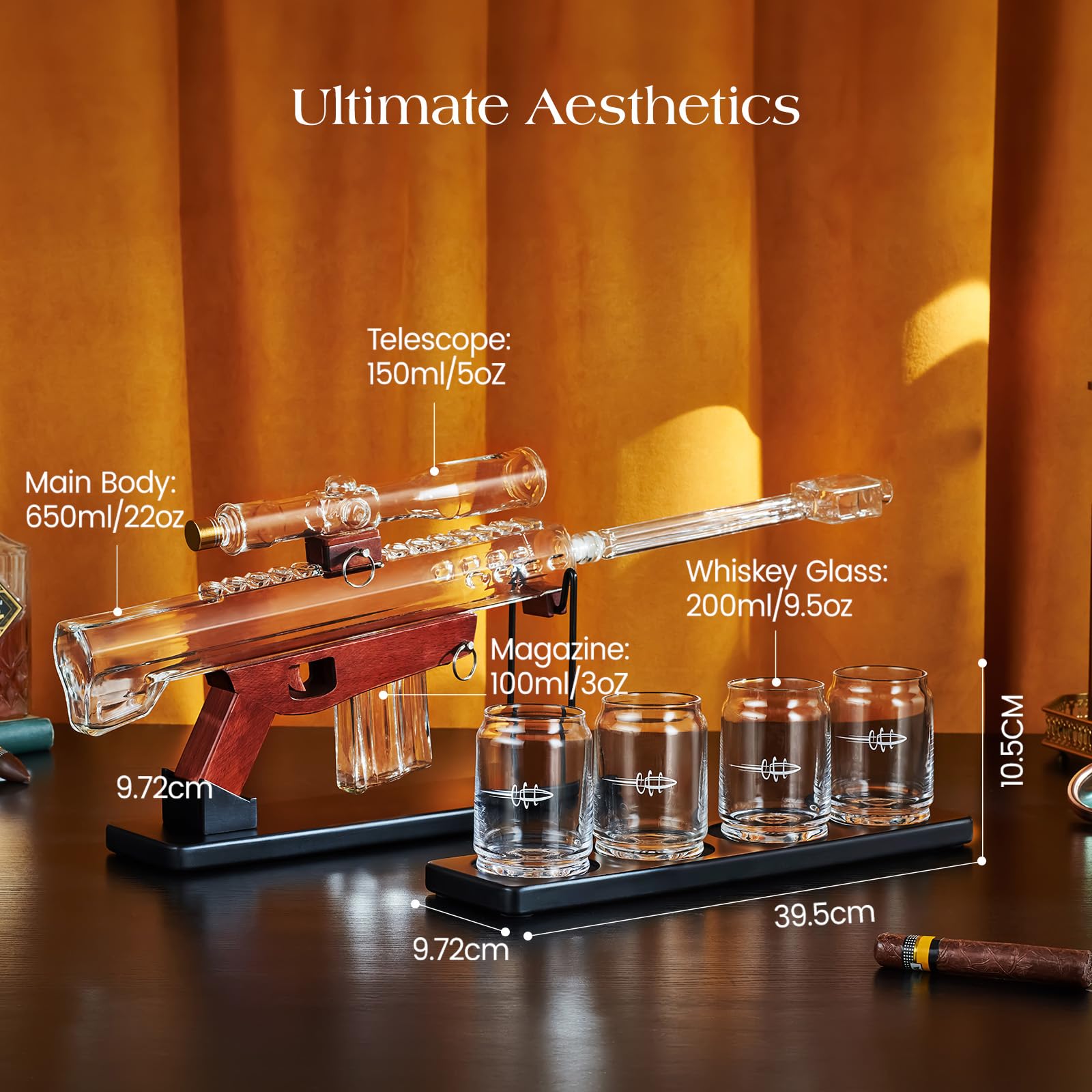 Kollea gun-decanter-magazine with removable components for easy cleaning.