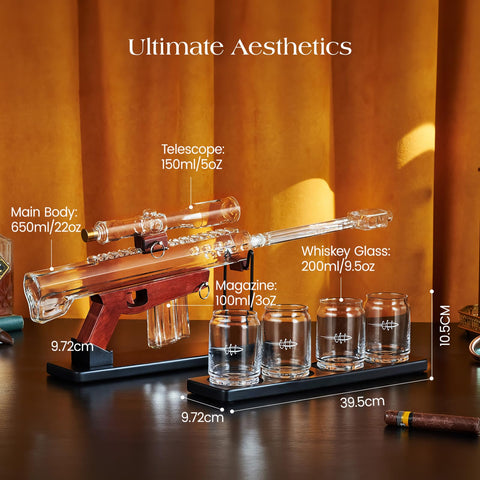 Kollea gun-decanter-magazine with removable components for easy cleaning.